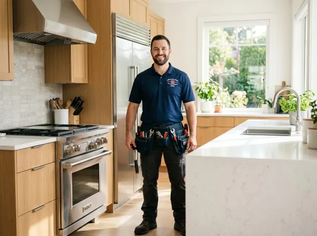 Appliance Repair Hero technician in a Alpine, AR kitchen after an appliance repair